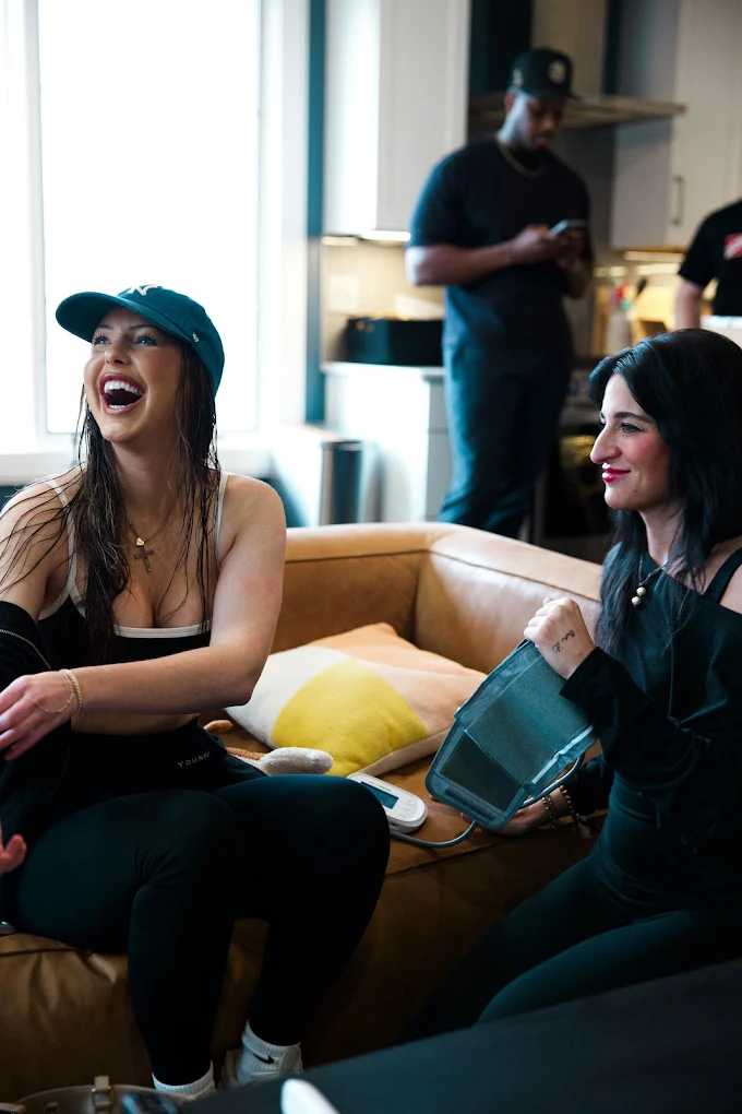 Bachelorette party IV therapy session in a Nashville hotel room